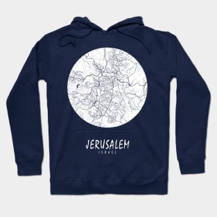 Jerusalem, Israel City Map - Full Moon Hoodie